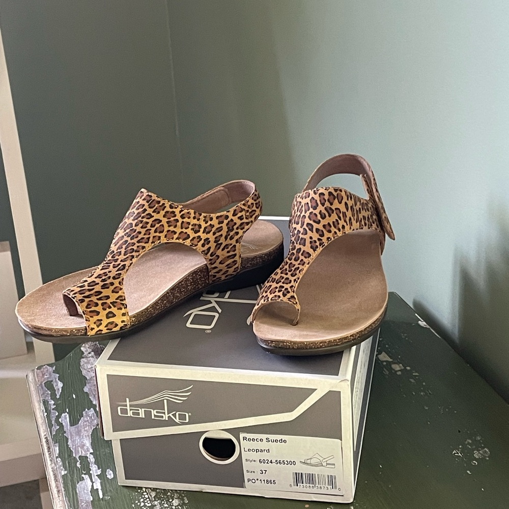 Dansko Leopard Print Suede Sandals